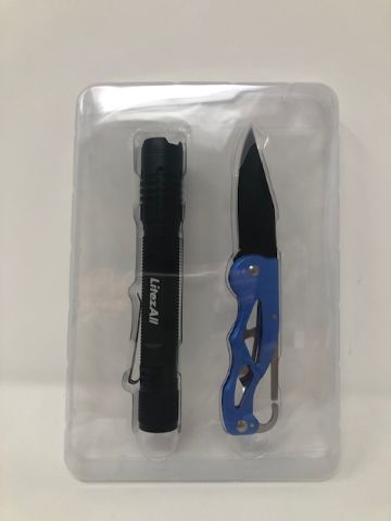 Photo 1 of TACTICAL GRADE 2 IN 1 SET FLASHLIGHT AND KNIFE DURABLE DEPENDABLE AEROSPACE GRADE ALUMINUM LIGHT MODES DIRECT LIGHT INTEGRATED STURDY BELT CLIP LIFETIME LED 6 KNIFE COLOR BLUE NEW
$24.99

