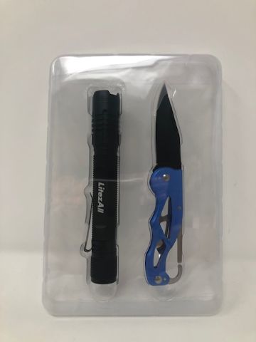 Photo 1 of TACTICAL GRADE 2 IN 1 SET FLASHLIGHT AND KNIFE DURABLE DEPENDABLE AEROSPACE GRADE ALUMINUM LIGHT MODES DIRECT LIGHT INTEGRATED STURDY BELT CLIP LIFETIME LED 6 KNIFE COLOR BLUE NEW
$24.99