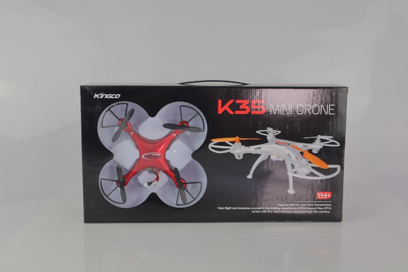 Photo 2 of RED KINGCO 6INCH K35 MINI DRONE WITH WIFI CAMERA LED LIGHTS ARE WHITE AND GREEN BATTERY 3.7V RECHARGEABLE NEW $175 