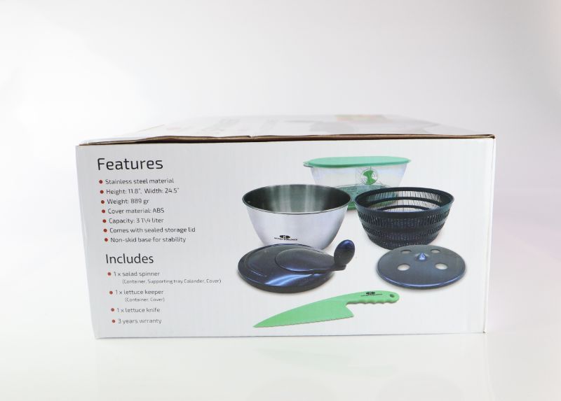 Photo 5 of WORLDWIDE STAINLESS STEEL SALAD SPINNER INCLUDES STAINING BOWL SPIN LID CONTAINER AND SALAD KNIFE NEW IN BOX  
$49.99
