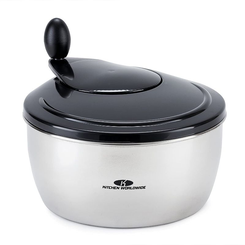 Photo 1 of WORLDWIDE STAINLESS STEEL SALAD SPINNER INCLUDES STAINING BOWL SPIN LID CONTAINER AND SALAD KNIFE NEW IN BOX  
$49.99