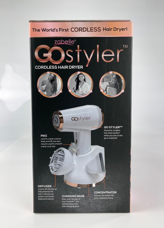 Photo 4 of GO STYLER WHITE BLOWDRYER CORDLESS AND RECHARGEABLE DUAL HEAT AND COOL 3 DIFFERENT ATTACHMENTS PIC DIFFUSER AND CONCENTRATOR NEW $99.99
