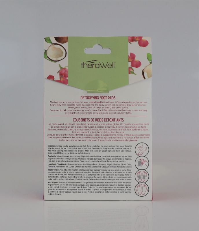 Photo 2 of THERAWELL DETOXIFYING FOOT PADS CLEANSE AND NATURALLY DEXOT BODY STIMULATES REFLEXOLOGY ZONES WOKING OVERNIGHT TO REMOVE TOXINS SCENT COCONUT ROSE 10 FOOT PADS $18