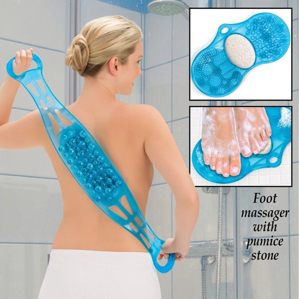 Photo 1 of BODY SPA KIT INCLUDES TWO SIDED BACK MASSAGER AND FOOT BRUSH WITH PUMICE STONE CLEANS AND STIMULATES CIRCULATION WORKS WET OR DRY  BOX HAS DAMAGED TO BOX DUE TO SHIPMENT NEW $15.99