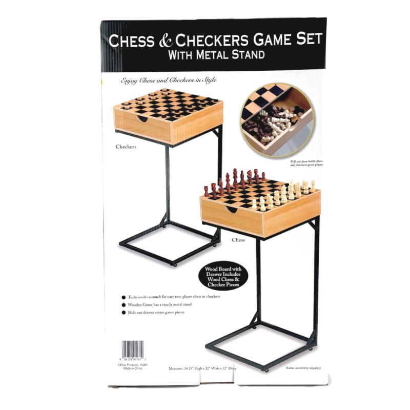 Photo 2 of METAL AND WOOD CHESS AND CHECKERS GAME TABLE WITH DRAWER INCLUDED NEW $59.99 