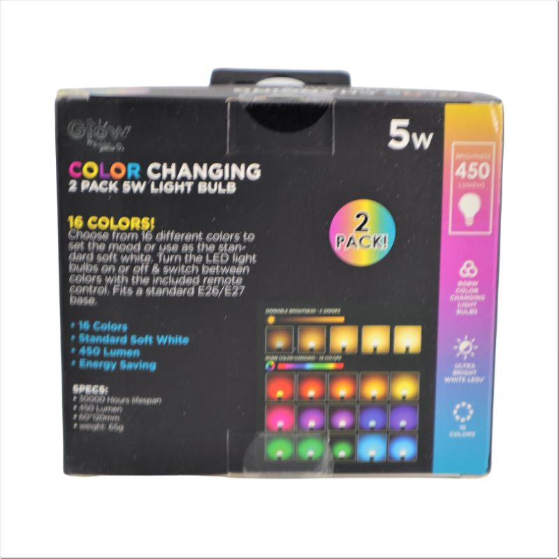 Photo 2 of 2 PACK COLOR CHANGING LED LIGHT BULBS 5W WITH REMOTE 16 COLORS AND ENERGY SAVING NEW $17.98