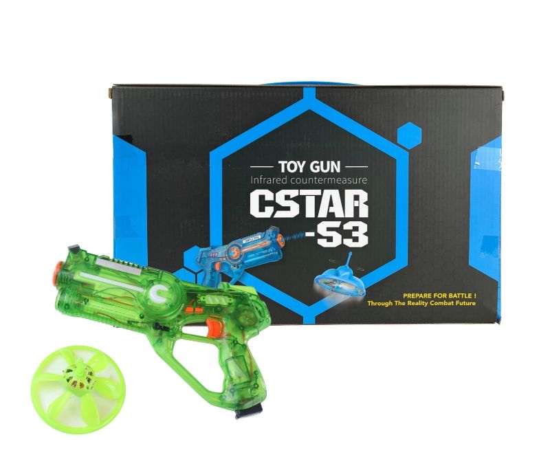 Photo 1 of C STAR TOY GUN INCLUDES EXOPLANET FLYING SAUCER AND CHARGING CORD REQUIRES 4 TRIPLE A BATTERIES NEW IN BOX $45.99