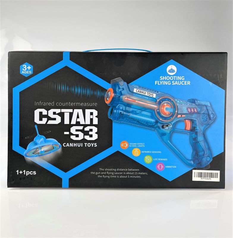 Photo 3 of C STAR TOY GUN INCLUDES EXOPLANET FLYING SAUCER AND CHARGING CORD REQUIRES 4 TRIPLE A BATTERIES NEW IN BOX $45.99