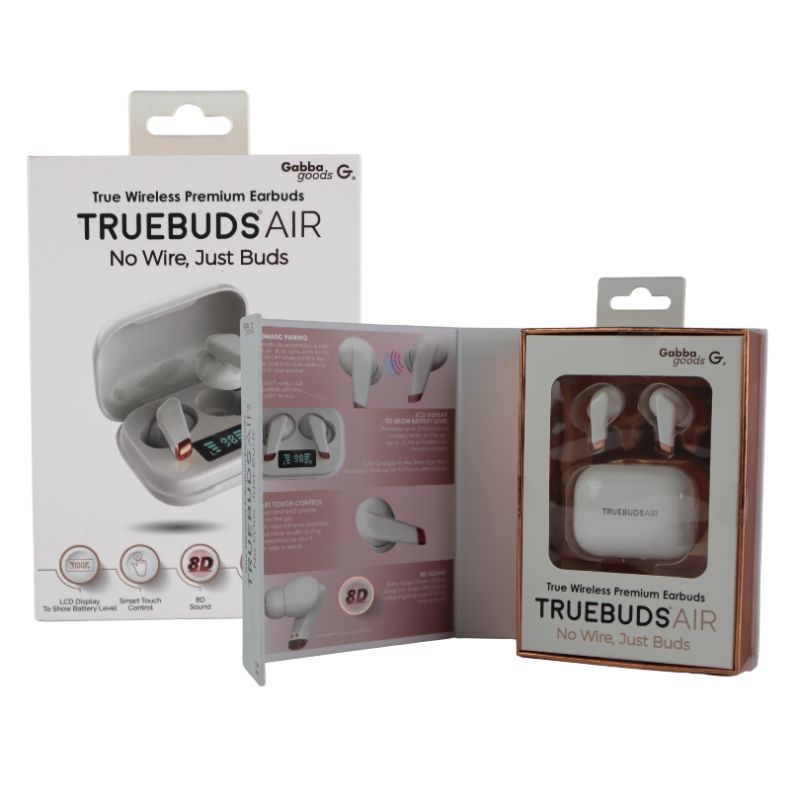 Photo 1 of ROSE GOLD AND WHITE TREUBUDS AIR WIRELESS SMART TOUCH 8D SOUND AUTOMATIC PAIR BY GABBA GOODS NEW $24.99