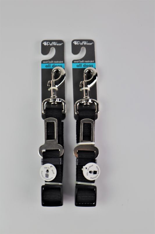 Photo 2 of 2 PACK DOG SEAT BELT 16IN x 25IN ADJUSTABLE NYLON STRAP WITH BELT BUCKLE AND HOOK COLOR BLACK NEW $19.99