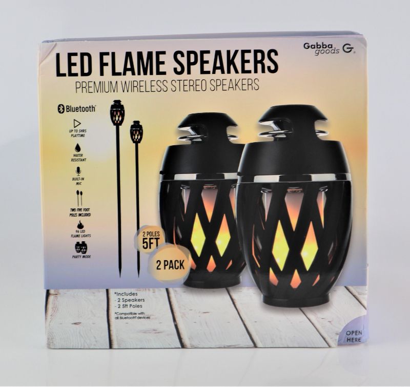 Photo 3 of LED FLAMELESS PORTABLE SPEAKERS BLUETOOTH CONNECTION 5 HOUR PLAYTIME BUILT IN MIC 96 LED LIGHTS AND TWO 5FT POLES   $78.99