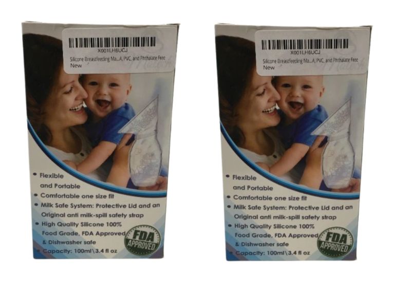 Photo 2 of 2PACK FLEXIBLE BREAST PUMP ONE SIZE FDA APPROVED DISHWASHER SAFE SILICONE PROTECTIVE LID AND ANTI SPILL SAFETY STRAP NEW IN BOX $59.98