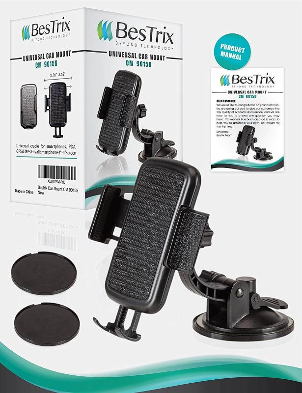 Photo 2 of BESTRIX 90158 PHONE MOUNT USE ON WINDSHIELD OR DASHBOARD 360 DEGREE ROTATION HANDS FREE UPTO MAX WIDTH 3.62INCHES QUICK REMOVAL NEW $21.99