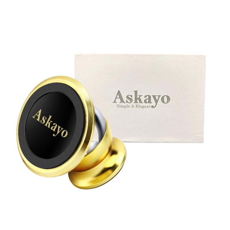 Photo 1 of ASKAYO MOBILE CELL PHONE MAGNETIC HOLDER MOUNT INCLUDES 5 METAL STICKERS FOR SMARTPHONE AND 1 MOUNT THAT ADHERES TO SURFACES AND ROTATES 360 DEGREES COLOR GOLD NEW IN BOX $28

