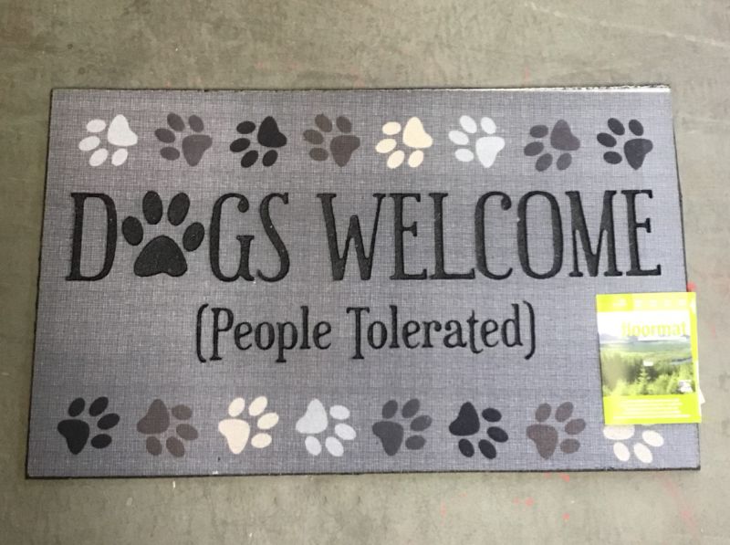 Photo 1 of DOGS WELCOME MAT18IN X 30IN FLOORMAT 96 PERCENT RECYCLED RUBBER NEW $24.99
