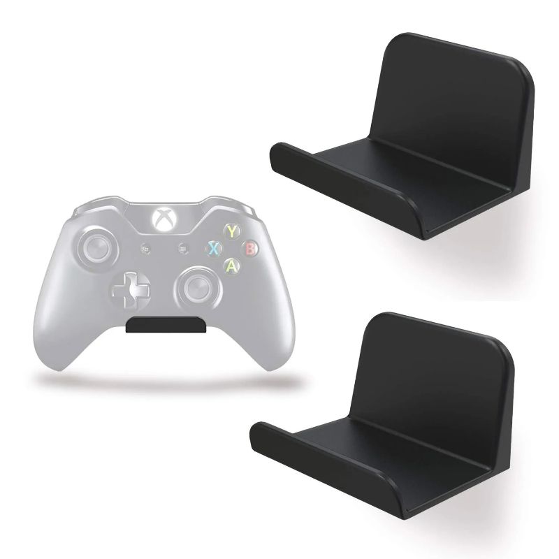 Photo 1 of  Game Controller Holder Self Adhesive Tape Stick on Wall Mount for Universal PS5 PS4 Xbox One Steam/Nintendo Switch/PC Video Game Controller Headphone Stand Hanger Headset Holder 2 Pack Black