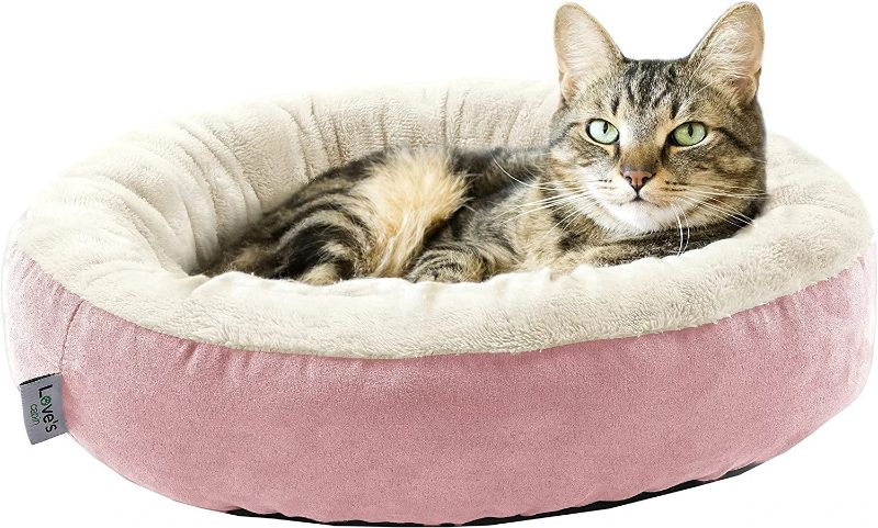 Photo 1 of Love's cabin Round Donut Cat and Dog Cushion Bed, 20in Pet Bed for Cats or Small Dogs, Anti-Slip & Water-Resistant Bottom, Super Soft Durable Fabric Pet beds, Washable Luxury Cat & Dog Bed Pink