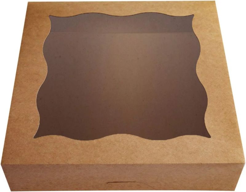 Photo 1 of CHERRY 15-Pack 12"x12"x3"Brown Bakery Boxes with PVC Window for Pie and Cookies Boxes Large Natural Craft Paper Box,Pack of 15