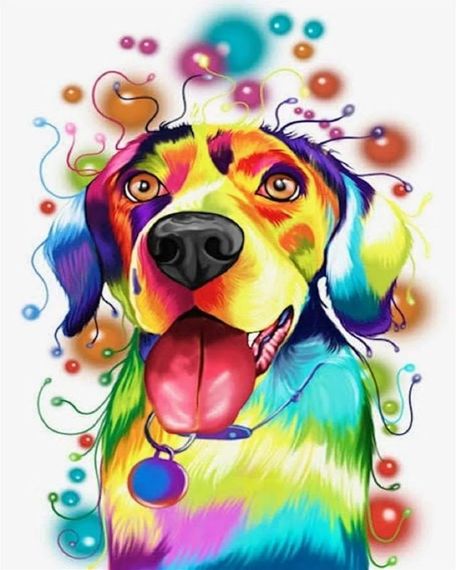 Photo 1 of Paint by Numbers for Kids Adults Beginners, DIY Acrylic Painting Kit, Paint by Numbers on Canvas, Drawing Paintwork-Dog Without Frame(16x20Inch)