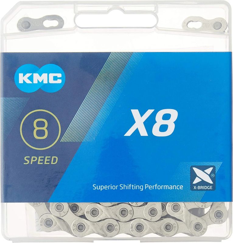 Photo 1 of KMC X8.99/X8 Bicycle Chain (1/2 x 3/32-Inch, 116L, Silver)