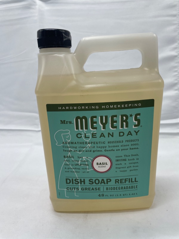 Photo 2 of Mrs. Meyer's Liquid Dish Soap Refill, Biodegradable Formula, Basil, 48 fl. oz