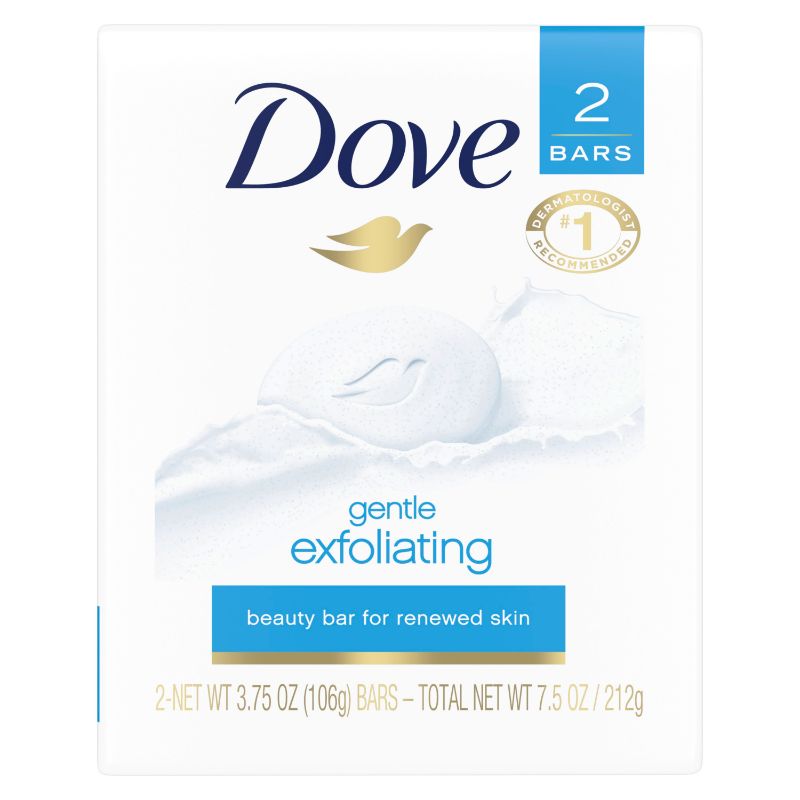 Photo 1 of Dove Beauty Bar Gentle Exfoliating with Mild Cleanser 3.75 Oz 2 Bars New