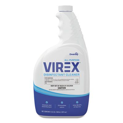 Photo 1 of Virex All-Purpose Disinfectant Cleaner, Lemon Scent, 32 Oz Spray Bottle, 4/Carton New