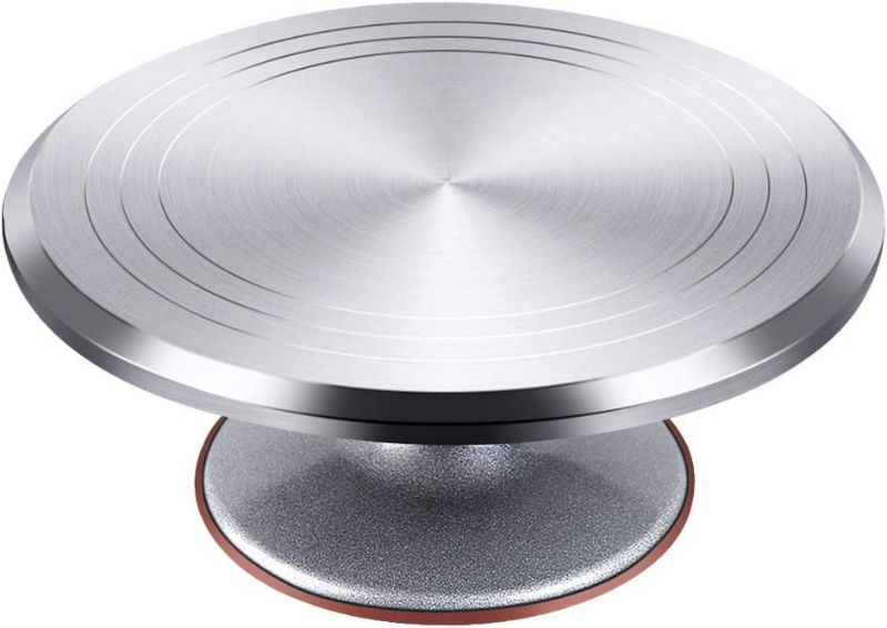 Photo 1 of Kootek Aluminium Alloy Revolving Cake Stand 12 Inch Rotating Cake Turntable for Cake, Cupcake Decorating Supplies New