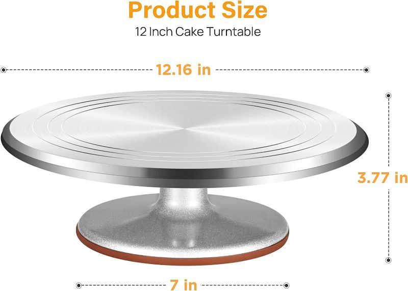 Photo 2 of Kootek Aluminium Alloy Revolving Cake Stand 12 Inch Rotating Cake Turntable for Cake, Cupcake Decorating Supplies New