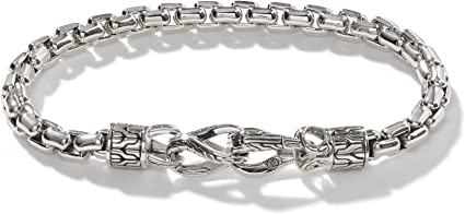 Photo 1 of John Hardy Men's Asli Classic Chain Link Silver 6mm Box Chain Bracelet with Hook Clasp, Size M