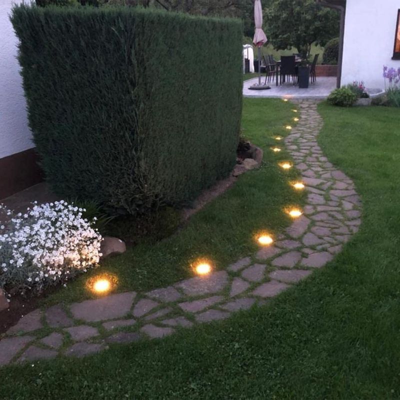 Photo 3 of Solar Outdoor Lights?Deck Lights Solar Powered - 8 LED ?Outdoor Solar Ground Lights for Landscape?Walkway?Lawn ?Steps Decks, Pathway Yard Stairs Fences, Garden Decorations, Warm Lights (12 Pack) New