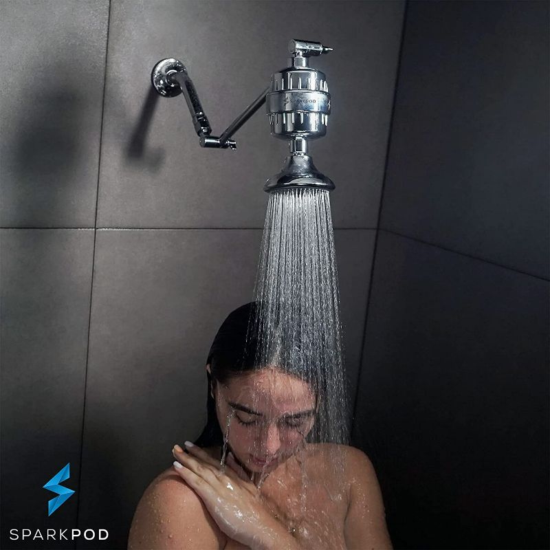 Photo 6 of SparkPod High Pressure Shower Filter Head - Ultimate Water Softener Suitable for People with Dry Hair, Skin and Scalp, Shower Head with Filter Helps to Remove Chlorine (Luxury Polished Chrome) New
