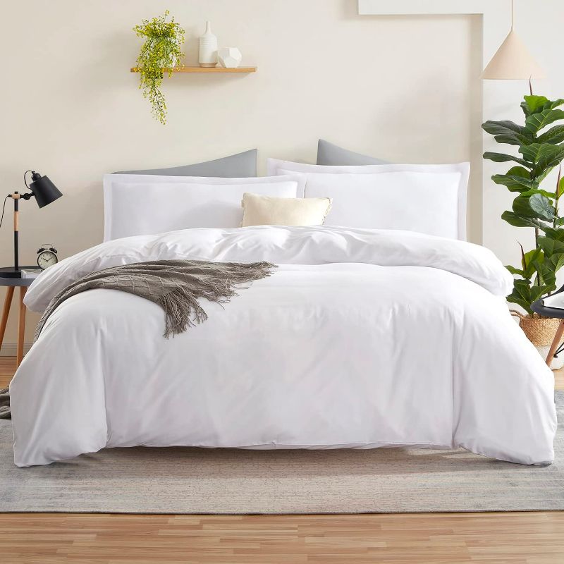 Photo 1 of Nestl White Duvet Cover King Size - Soft King Duvet Cover Set, 3 Piece Double Brushed King Duvet Covers with Button Closure, 1 King Size Duvet Cover 104x90 inches and 2 Pillow Shams