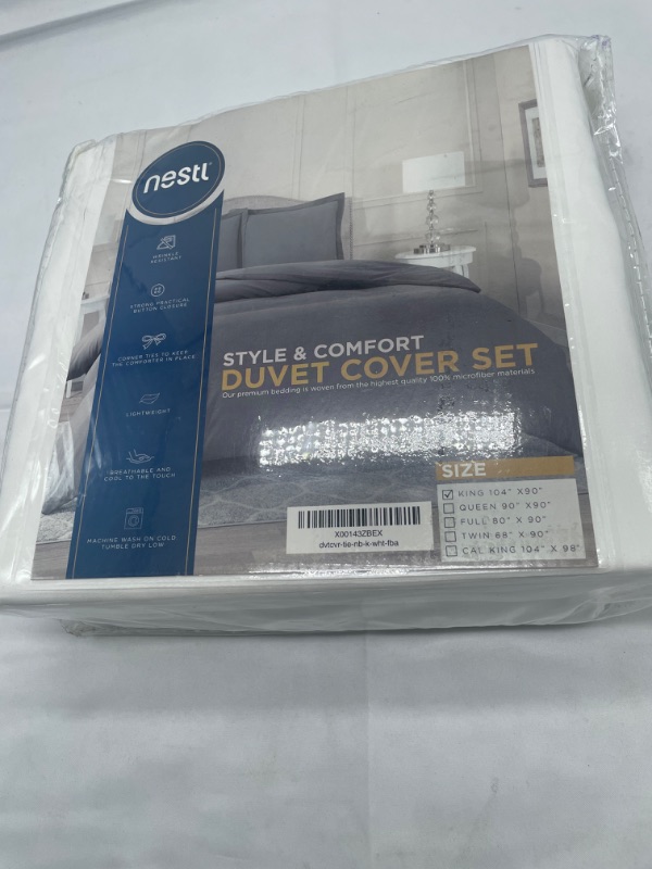 Photo 2 of Nestl White Duvet Cover King Size - Soft King Duvet Cover Set, 3 Piece Double Brushed King Duvet Covers with Button Closure, 1 King Size Duvet Cover 104x90 inches and 2 Pillow Shams