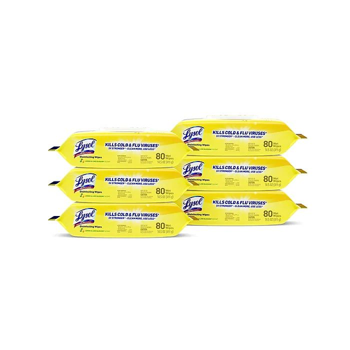 Photo 1 of Lysol Disinfecting Wipes, Lemon & Lime Blossom 80 Wipes/Flat Pack, 6 Packs/Carton