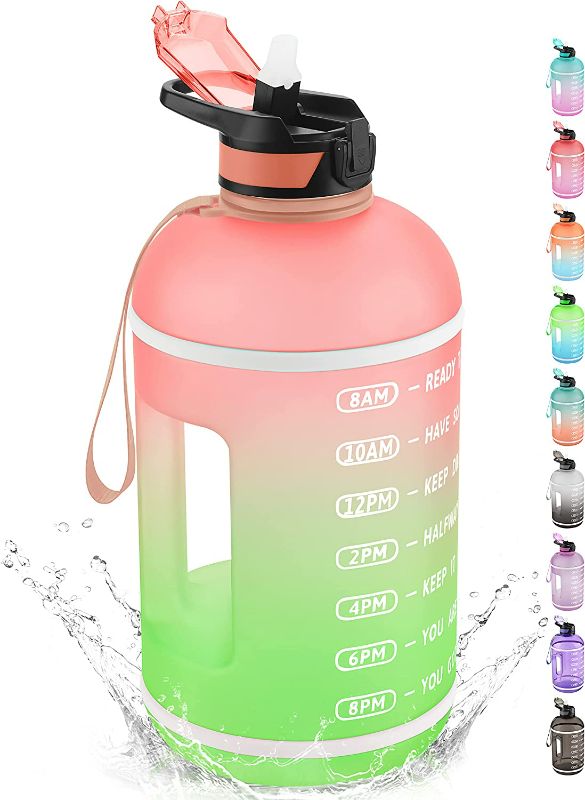Photo 1 of KEEPTO 1 Gallon Water Bottle with Straw-Motivational Water Jug with Time Marker