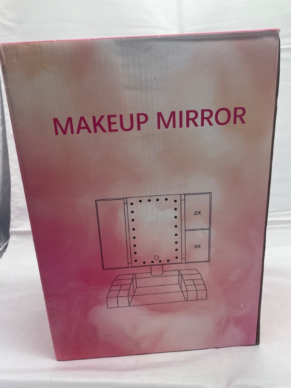 Photo 2 of Makeup Mirror Vanity Mirror with Lights, 2X 3X  Magnification, Lighted Makeup Mirror, Touch Control, Trifold Makeup Mirror, Dual Power Supply, Portable LED Makeup Mirror, Women Gift