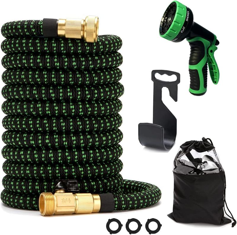 Photo 1 of 75ft Garden Hose, Expandable flexible Water Hose with 9 Function Water Spray Nozzles, Extra Strength Fabric - Lightweight Durable 3750D Latex