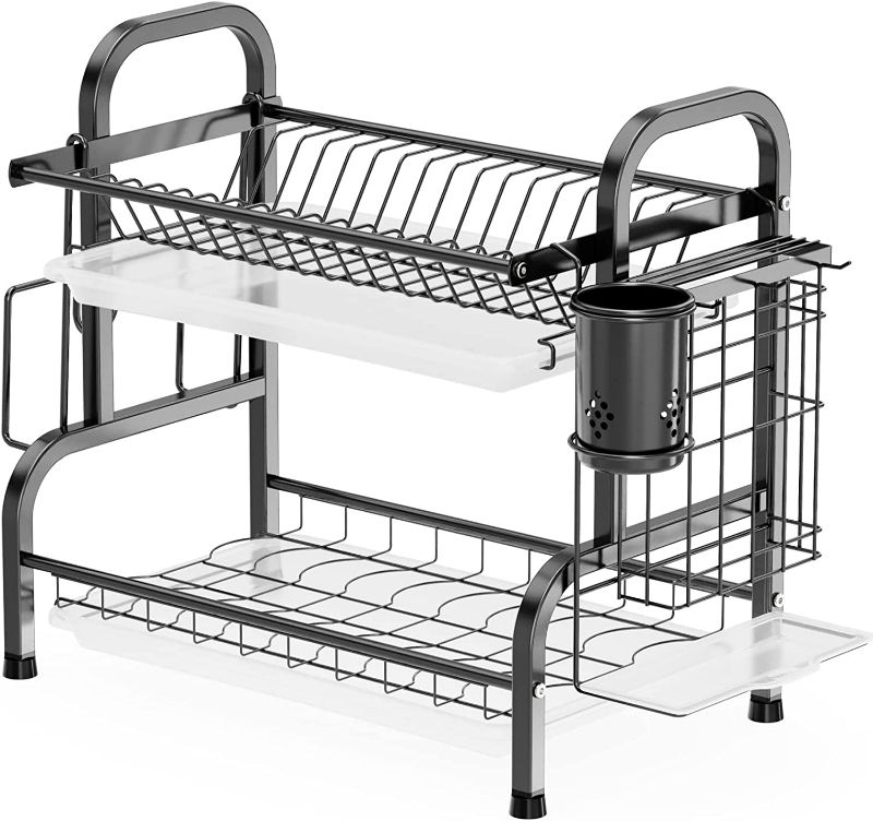 Photo 1 of iSPECLE Dish Drying Rack, 304 Stainless Steel 2-Tier Dish Rack with Utensil Holder, Cutting Board Holder and Dish Drainer for Kitchen Counter