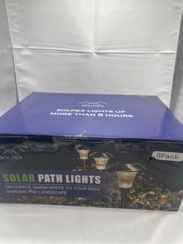 Photo 2 of Solpex 8 Pack Solar Path Lights, Solar Pathway Lights Outdoor Waterproof, Glass Stainless Steel Automatic Solar Walkway Lights for Yard, Lawn, Patio, Garden, Path, Walkway or Driveway?Warm White?