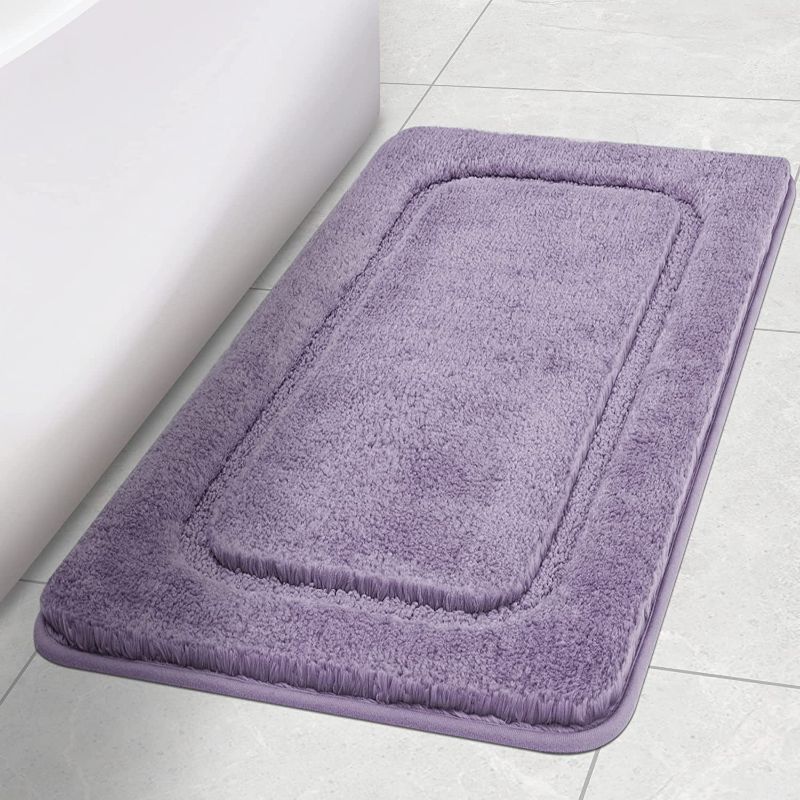 Photo 1 of SMARTAKE Bathroom Rug Mat, 20 x 32 Inches, Non-Slip Bath Floor Mat, Thick Bathroom Rugs, Water Absorbent Ultra Soft Shower Carpet Rug, Machine Washable, for Bathroom, Tub, Shower (Light Purple)