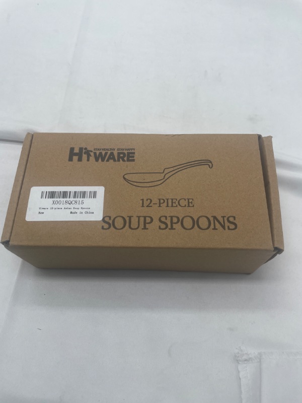 Photo 2 of Hiware 12-piece Asian Soup Spoons, Rice Spoons, Chinese Won Ton Soup Spoon - Notch and Hook Style, White