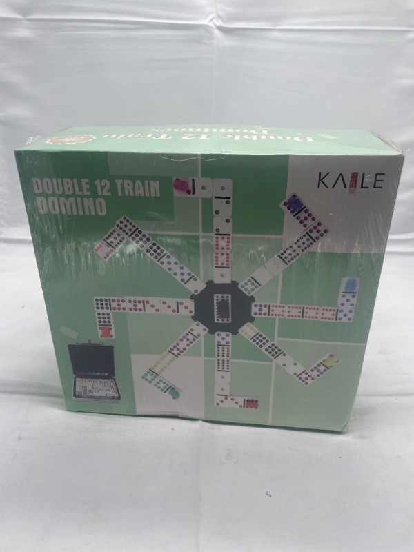 Photo 2 of KAILE Mexican Train Dominos Game Set, 91 Tiles Double 12 Color Dots Dominoes Set for Travel Dominoes Game with Aluminum Cas