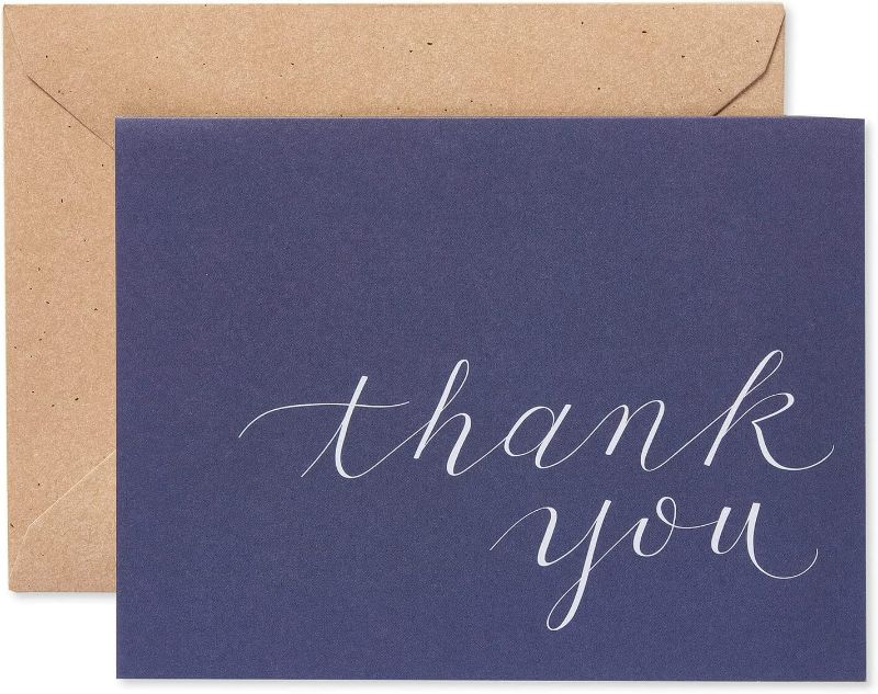 Photo 1 of American Greetings Thank You Cards, Navy Blue with Brown Kraft-Style Envelopes (50-Count)