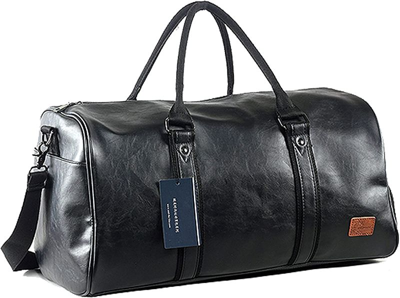 Photo 1 of color unknown Weekender Oversized Travel Duffel Bag With Shoe Pouch, Leather Carry On Bag
