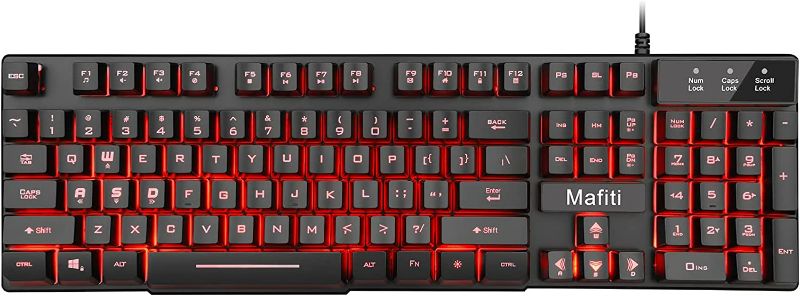 Photo 1 of mafiti Gaming Keyboard Wired USB Full Size 3-Colors Backlight Keyboards for Computer Desktop PC Laptop Windows