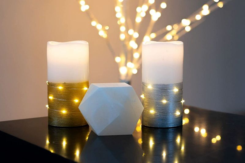 Photo 2 of 5.75" Decorative LED Glimmer and Glow Flameless Candle - Gold