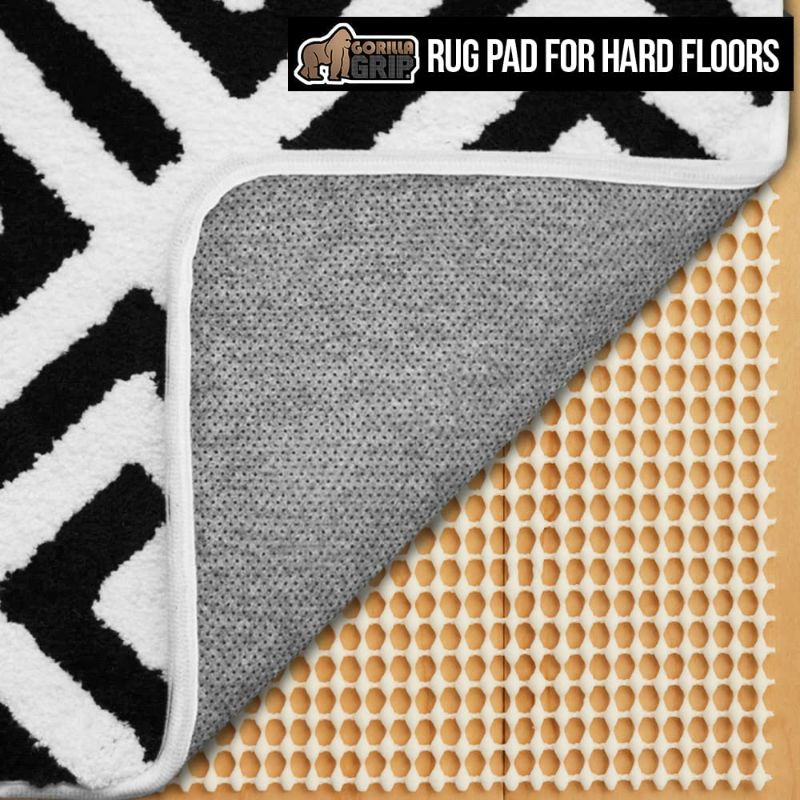 Photo 1 of Gorilla Grip Extra Strong Rug Pad Gripper, 5x8 FT, Grips Keep Area Rugs in Place, Thick, Slip and Skid Resistant Pads for Hard Floors, Under Carpet Mat Cushion and Hardwood Floor Protection