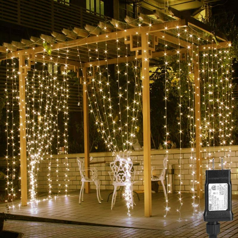 Photo 1 of LE 306 LED Curtain Lights for Bedroom Wall, Plug in Window Hanging Fairy String Lights, Indoor Outdoor Wedding Party Backdrop Lights, Patio Gazebo Twinkle Lights (10x10ft, 18 Strings, 6.9" apart