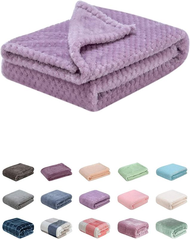 Photo 1 of Fuzzy Blanket or Fluffy Blanket for Baby, Soft Warm Cozy Coral Fleece Toddler, Infant or Newborn Receiving Blanket for Crib, Stroller, Travel, Decorative (28Wx40L, XS-Lavender)